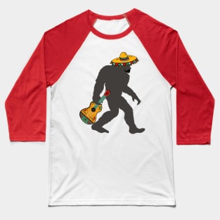 Funny Bigfoot with Moustache and Mexican Guitar for Cinco de Mayo Baseball T-Shirt